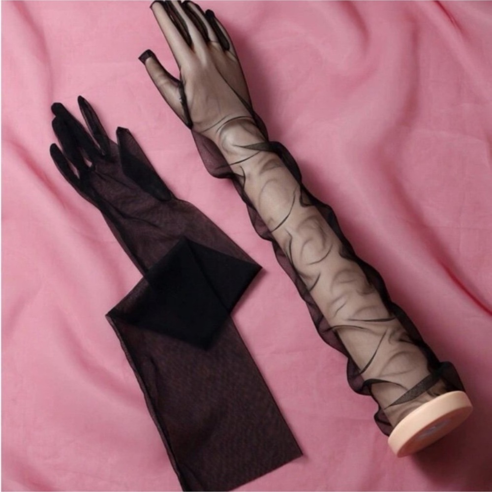 Elegant Black Sheer Gloves